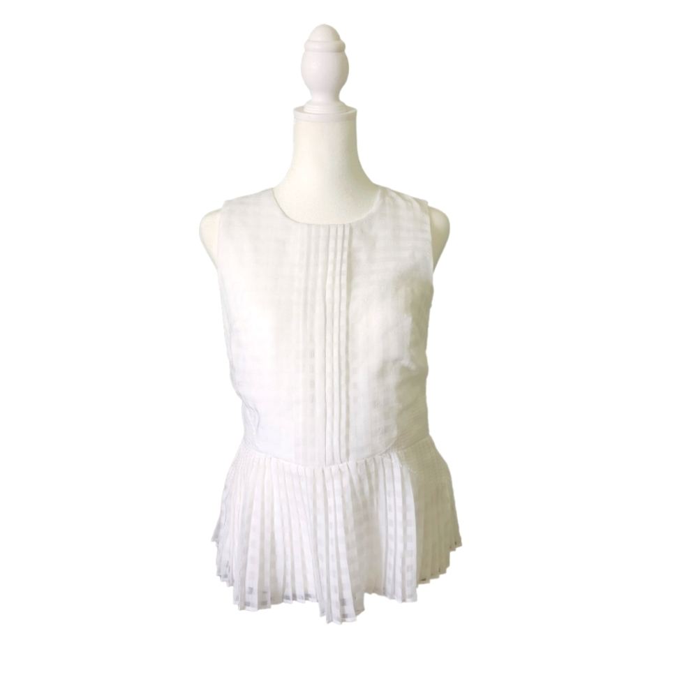 Banana Republic White Sleeveless Peplum Blouse
